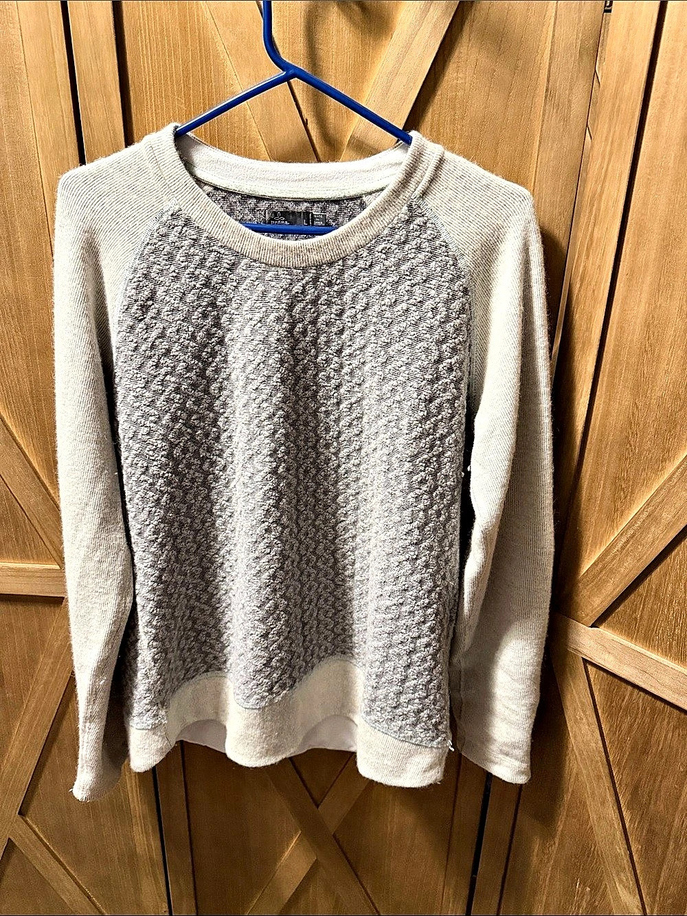 prAna Textured Crewneck Sweater Gray Large